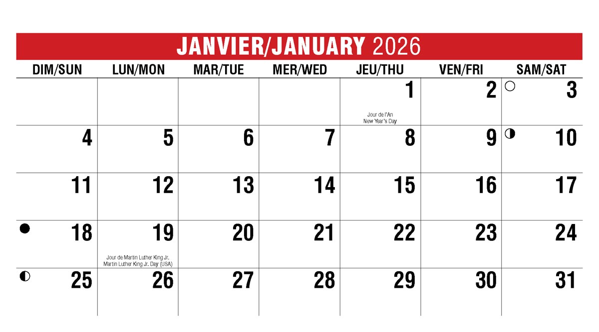 Galleria Canadian Scenes( ENG/Fr) Promotional Desk Calendar- 2026